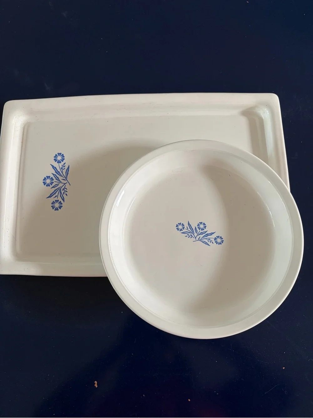 Vintage 1970's Corning Ware P-309 Blue Cornflower Ovenware Pair